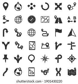 Route Icons. Black Scribble Design. Vector Illustration.