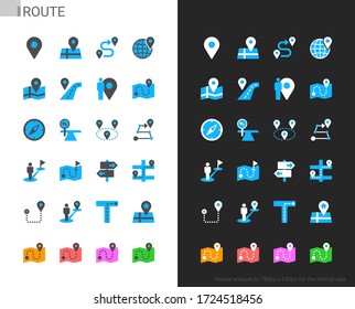 Route icons light and dark theme. 48x48 Pixel perfect.