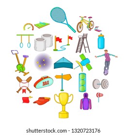 Route icons set. Cartoon set of 25 route icons for web isolated on white background
