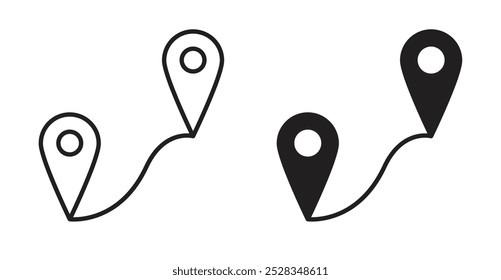Route icons. Vector set in filled and line style.