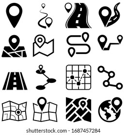 Route Icons vector set. road illustration sign collection. journey symbol. navigation logo.