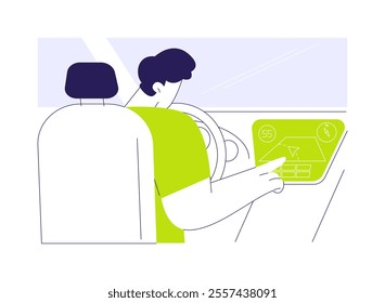 Route information abstract concept vector illustration. Car driver getting real-time information gathered from online services about traffic conditions, smart city idea abstract metaphor.