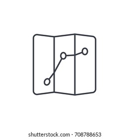route, itinerary map thin line icon. Linear vector illustration. Pictogram isolated on white background