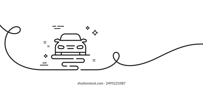 Route line icon. Continuous one line with curl. Car road path sign. Vehicle highway symbol. Route single outline ribbon. Loop curve pattern. Vector