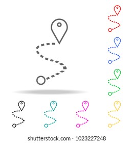 Route line icon, location colored icons. Element of logistic multi colored icon for mobile concept and web apps. Thin line icon for website design and development, app development on white background