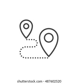 Route line icon, location outline vector logo illustration, linear pictogram isolated on white