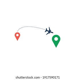 Route line icon with map pin . Vector symbol in trendy flat style on white background. Travel sing for design.