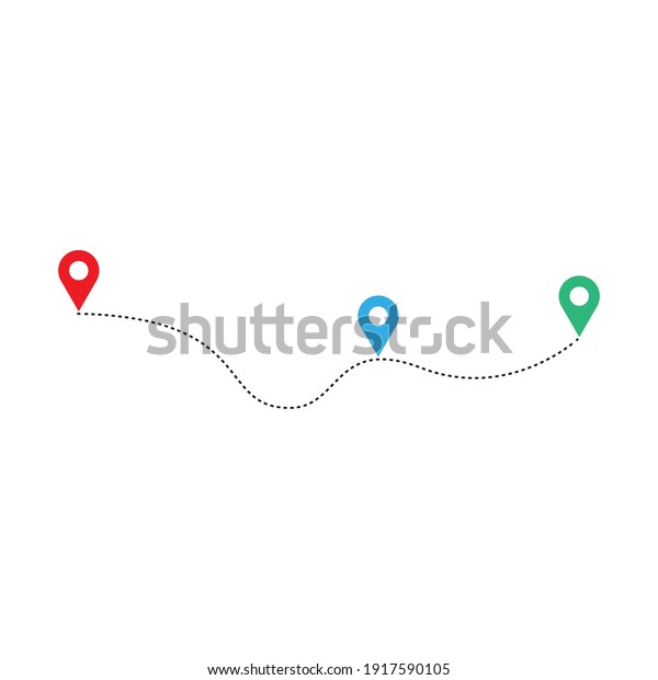 Route line icon\
with map pin . Vector symbol in trendy flat style on white\
background. Travel sing for\
design.