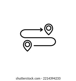 Route line icon. Mark pointers, itinerary, arrow. Navigation concept. Can be used for topics like map location, way finding, destination