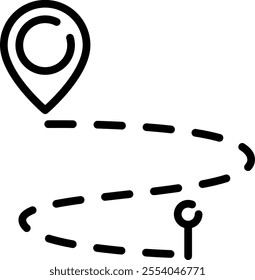 Route line icon. Navigation outline vector sign. Location linear style pictogram. GPS symbol, logo illustration. Editable stroke.