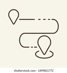 Route line icon. Road, direction, navigator. Map concept. Can be used for topics like destination, transportation, travelling