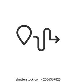 Route line icon in trendy style. Stroke vector pictogram isolated on a white background. Route premium outline icons.