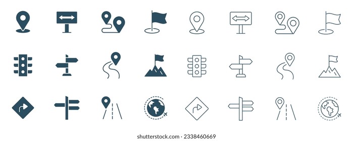 Route line icon vector. Road Trip and Navigation Icons illustration