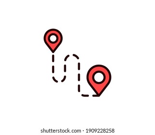 Route line icon. Vector symbol in trendy flat style on white background. Travel sing for design.