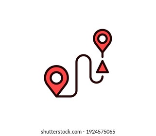 Route line icon. Vector symbol in trendy flat style on white background. Travel sing for design.