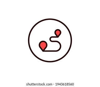 Route line icon. Vector symbol in trendy flat style on white background. Travel sing for design.