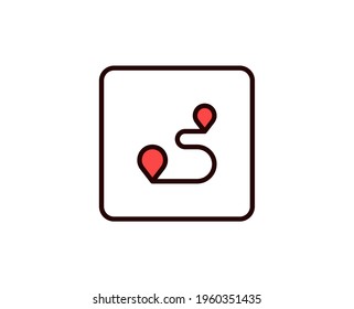 Route line icon. Vector symbol in trendy flat style on white background. Travel sing for design.