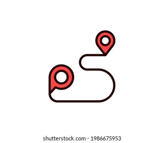 Route line icon. Vector symbol in trendy flat style on white background. Travel sing for design.