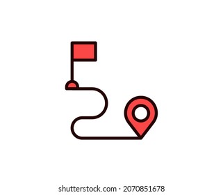 Route line icon. Vector symbol in trendy flat style on white background. Travel sing for design.