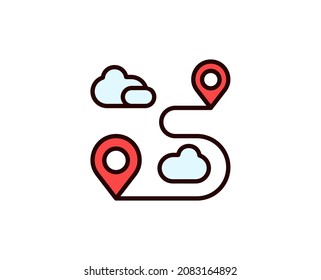 Route line icon. Vector symbol in trendy flat style on white background. Travel sing for design.