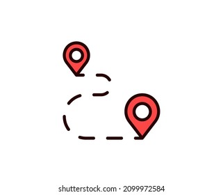 Route line icon. Vector symbol in trendy flat style on white background. Travel sing for design.