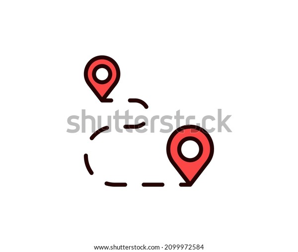 Route line icon. Vector symbol in\
trendy flat style on white background. Travel sing for\
design.