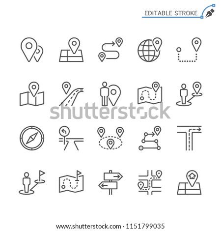 Route line icons. Editable stroke. Pixel perfect.