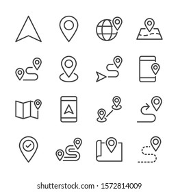 Route line icons set vector illustration