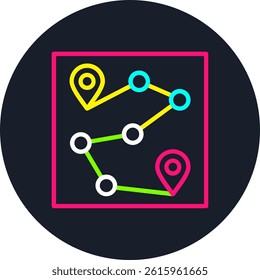 Route Line Multi Colour Circle