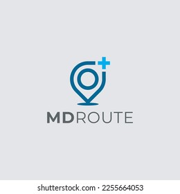 Route location with cross logo vector template
