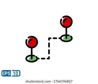 route location icon in filled line style isolated on white background. EPS 10