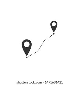 Route location icon isolated. Map pointer sign. Concept of path or road. GPS navigator. Flat design. Vector Illustration