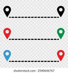 Routenstandort-Symbol einzeln auf weißem Hintergrund. Symbol für den Straßenstandort. Entfernungssymbol für den Pfad der Standortzuordnung. Standortvektor für Web und Design.