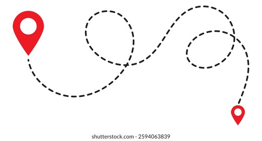 Route location icon isolated on white background. Road location icon. Location map path distance icon. Location vector for web and design.