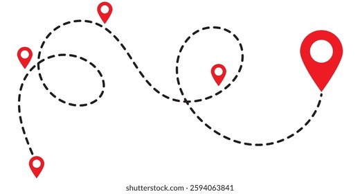 Route location icon isolated on white background. Road location icon. Location map path distance icon. Location vector for web and design.