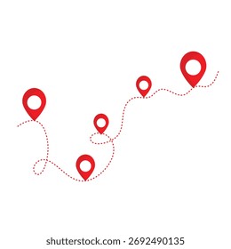 Ícone de local de rota isolado no plano de fundo branco. Ícone de local da estrada. Ícone de distância do caminho do mapa de localização. Vetor de localização para web e design.