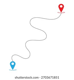 Icono de ubicación de ruta aislado sobre fondo blanco. Icono de ubicación de la carretera. Icono de distancia de ruta del mapa de Locación. Vector de Locación para Web y diseño. Eps 10
