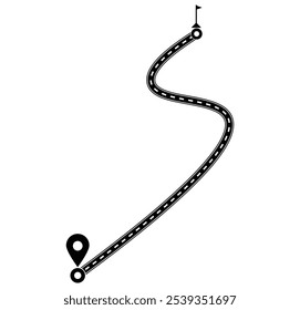 Icono de ubicación de ruta sobre fondo blanco. Signos de inicio y fin del viaje. Ilustración vectorial. EPS 10.