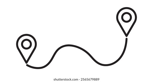 Route location icon, Road location icon. Location map path distance icon. Location vector for web and design. isolated on white background.
