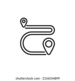 Icono de línea de ubicación de ruta. signo de estilo lineal para concepto móvil y diseño web. Icono de vector de contorno de posición de anclaje. Símbolo, ilustración del logotipo. Gráficos vectoriales