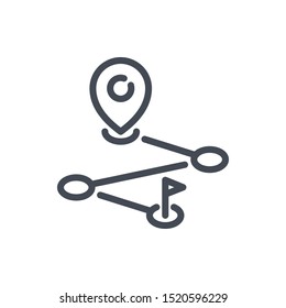 Route location line icon. Track direction vector outline sign.
