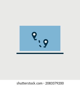 route location map on laptop vector icon