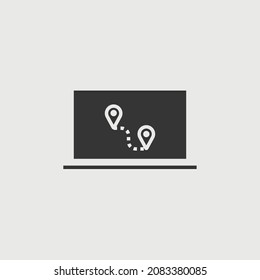 route location map on laptop vector icon