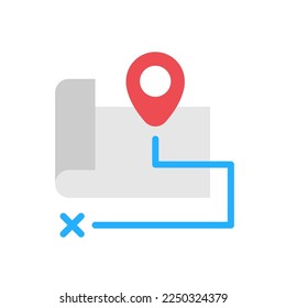 route location with pin map, journey, distance concept illustration flat design vector logo, symbol, infographic, icon
