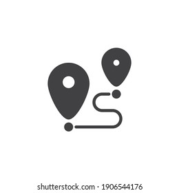 Icono vectorial de la ubicación de la ruta. signo plano relleno para concepto móvil y diseño web. Icono de glifo de navegación GPS. Símbolo, ilustración del logotipo. Gráficos vectoriales