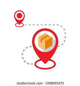 route location with two map pin, Shipment Tracker, Tracking, Track Order concept illustration flat design vector eps10. graphic element for icon, symbol, infographic, empty state app or web ui