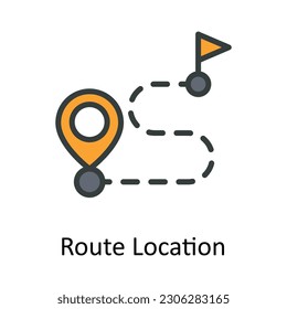 Route Location  vector    Fill outline Icon Design illustration. Location and Map Symbol on White background EPS 10 File