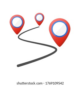  icono del vector de ubicación de ruta aislado en fondo blanco. Concepto de camino o camino. Viaje simple ilustración. 3.ᵉʳ icono