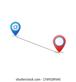  route location vector icon isolated on white background. Concept of path or road. Journey simple illustration. 3d icon