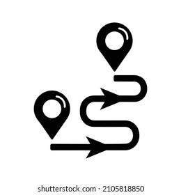 Route, map, direction icon. Black vector graphics.